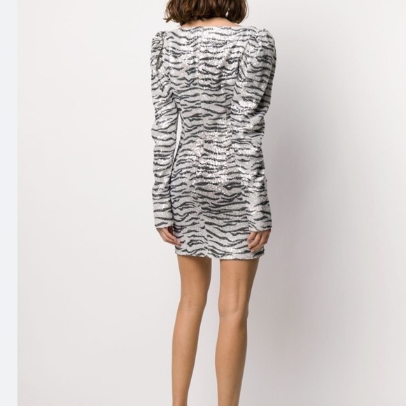 NWT In The Mood For Love Leonardo Dress in Silver Zebra Sequin - Size Small - Picture 2 of 9